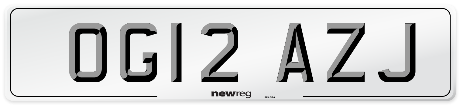 OG12 AZJ Number Plate from New Reg